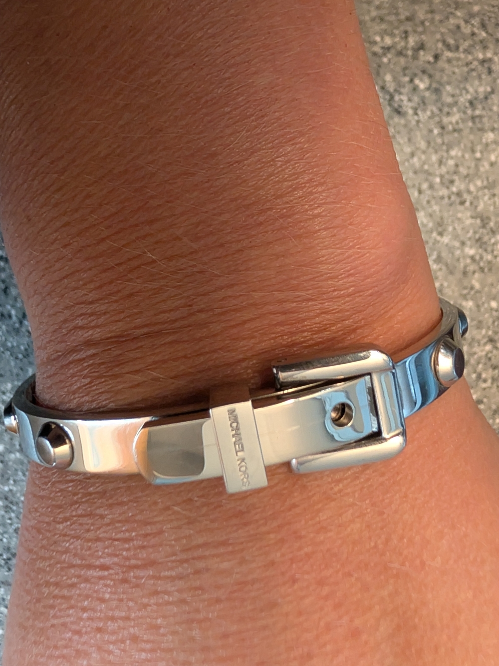 Michael Kors Polished Silver-Tone Buckle Bracelet